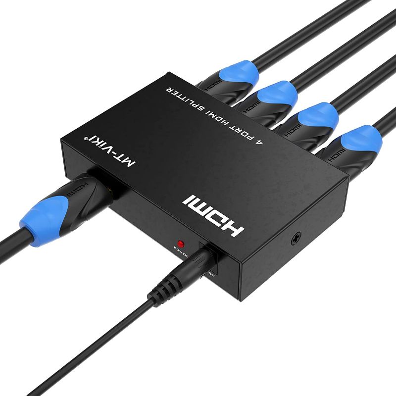 Photo 1 of HDMI Splitter 1 in 4 Out, MT-ViKI 1x4 Power HDMI Splitter 4 Ports w/AC Adapter, 4Kx2K@30Hz 3D Full HD Distributor for PS4 Fire Stick HDTV