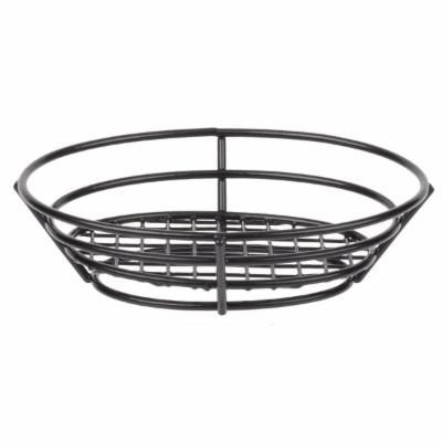 Photo 1 of 2 pack Clipper Mill by GET 4-38808 8 X 6 Black Poly Coated Iron Oval Wire Basket with Raised Grid Base 