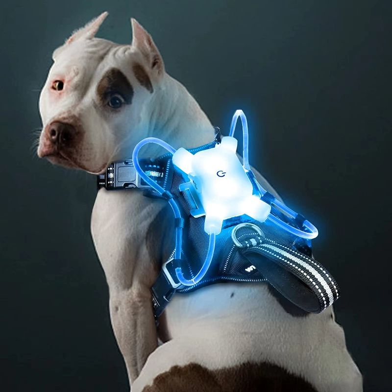 Photo 1 of WINSEE Reflective LED Dog Harness for Night Walking, USB Rechargeable No-Pull Dog Vest Adjustable 7-Mode Light up Dog Harness for Small, Medium, Large, and Extra-Large Dogs
