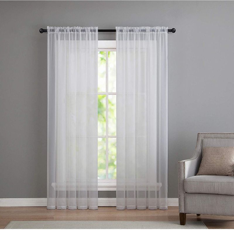 Photo 1 of 2 Pack: Sheer Voile Window Curtain Panels - Assorted Colors (White, 84 in. Long)