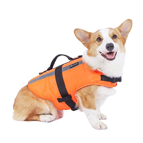 Photo 1 of Apetian Dog Life Preserver Dog Life Jacket Dog Life Vest Dog Floatation Swimming Vest (Orange 2021, Small)