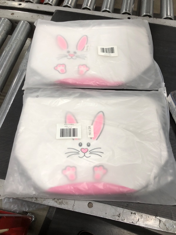 Photo 2 of Easter Basket for Kids Easter Bunny Basket Easter Gift Bags Eggs Hunt Bag Kids Easter Tote Bag Easter Decorations little bunny pink 2 Pack