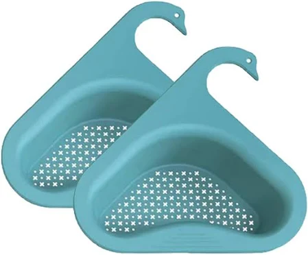 Photo 1 of 2PCS Kitchen Triangular Sink Filter, Swan Drain Basket For Kitchen Sink Rack Corner Sink Strainers For Kitchen Sink (blue)