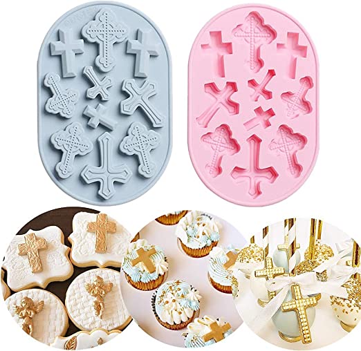 Photo 1 of 2 PCS JeVenis Baptism Cake Decorations Large Size Cross Cupcake Mold Cross Mold Baptism Cakepop Mold for Baptism Party Supplies Baby Shower Wedding Party
