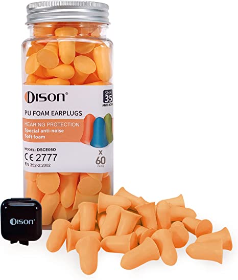 Photo 1 of 60Pair Ultra Soft Foam Earplugs, 35dB Ear Plugs for Sleeping Noise Cancelling, Earplugs Sound Blocking Sleeping, Foam Ear Plugs for Shooting, Travel, Industry - DISON- 2 PK (120 TOTAL)