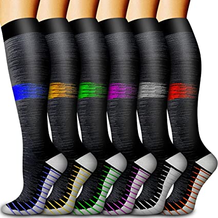 Photo 1 of 6 Pack Copper Compression Socks for Women and Men Circulation-Best Support for Medical, Running,Nursing,Athletic- 