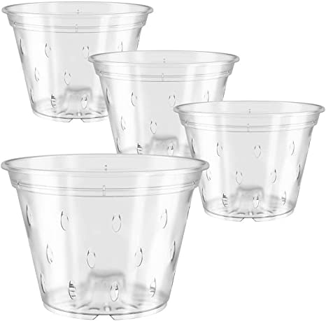 Photo 1 of 5.5 inch Orchid Breathable Slotted Clear Plastic Pot - 4 Pack