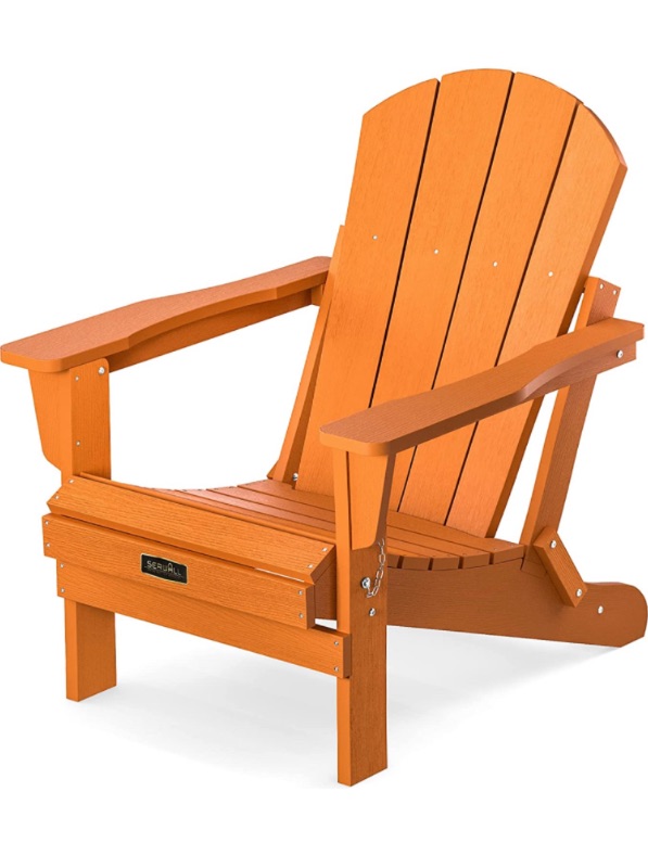 Photo 1 of ***SEE NOTE*** SERWALL Folding Adirondack Chair Patio Chair Lawn Chairs Outdoor Chairs Adirondack Chairs Weather Resistant for Patio Deck Garden, Backyard Deck, Fire Pit & Lawn Furniture - Orange
