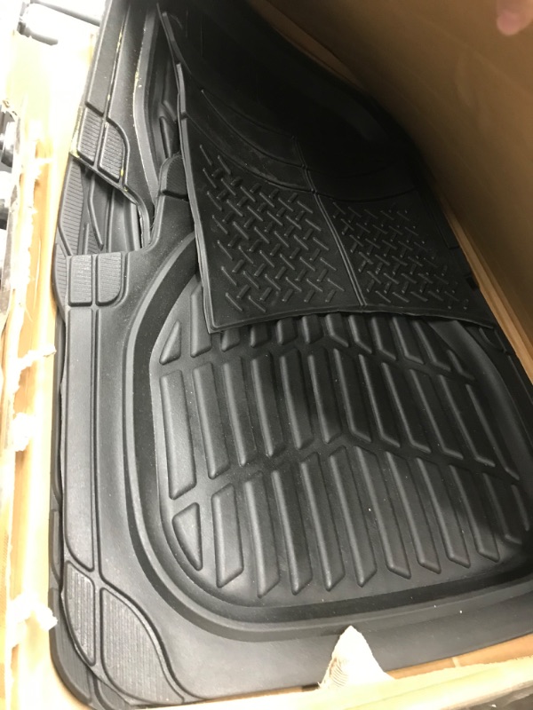 Photo 1 of Motor Trend 923-BK Black FlexTough Contour Liners-Deep Dish Heavy Duty Rubber Floor Mats for Car SUV Truck & Van-All Weather Protection Trim to Fit Most Vehicles Black Full Set