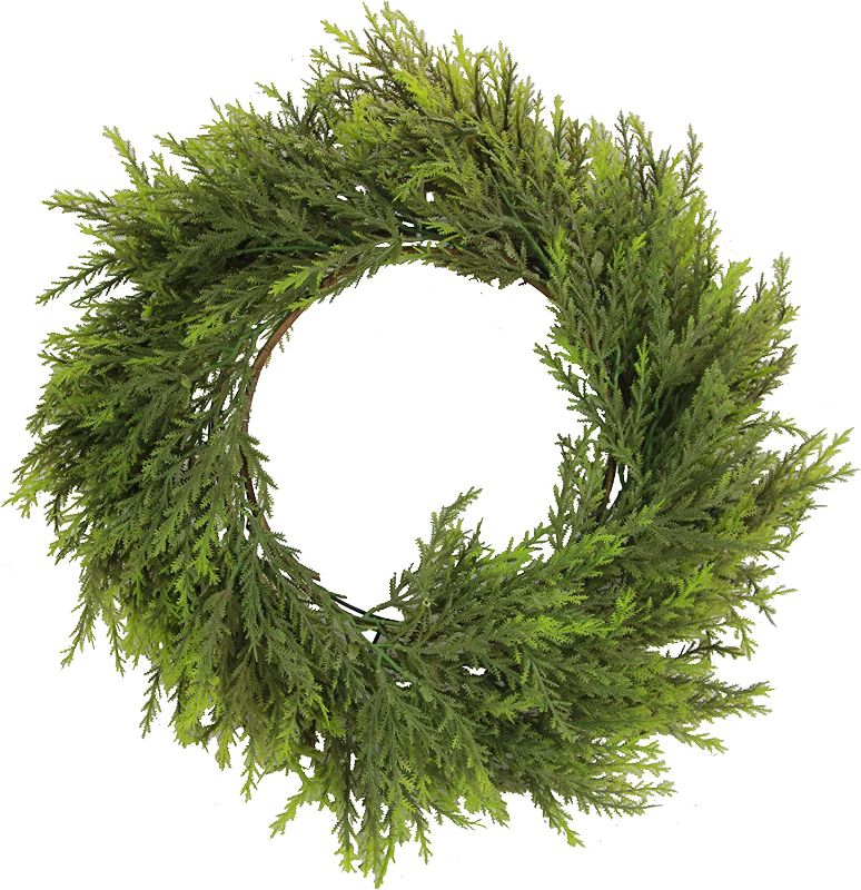 Photo 1 of Admired By Nature Artificial 25 Inches Chinese Ceder Wreath in Green, 25
