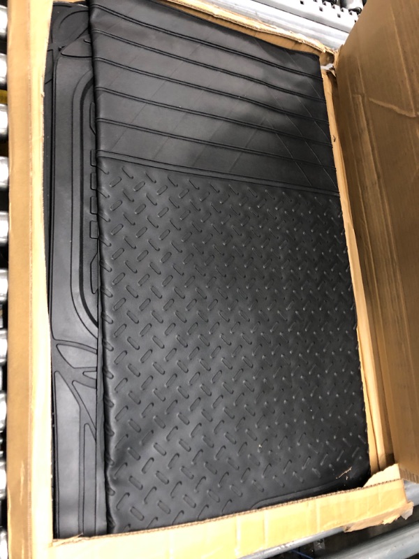 Photo 2 of Amazon Basics 4-Piece All-Weather Protection Heavy Duty Rubber Floor Mats Set with Cargo Liner for Cars, SUVs, and Trucks?Black,Universal Trim to Fit Black Thick Heavy Duty Rubber 4-Piece