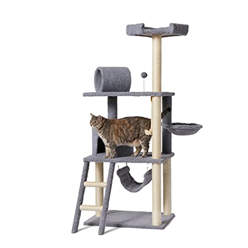 Photo 1 of Amazon Basics Cat Condo Tree Tower with Hammock and Tunnel - 26 X 62 X 19 Inches, Grey
