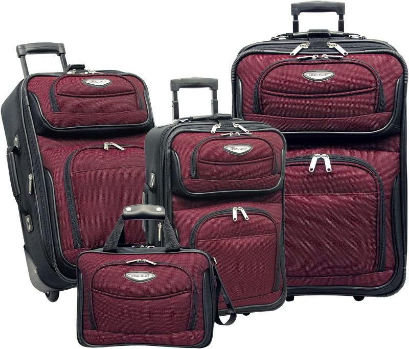 Photo 1 of Travel Select Amsterdam Expandable Rolling Upright Luggage, Red, 4-Piece Set 4-Piece Set Burgundy