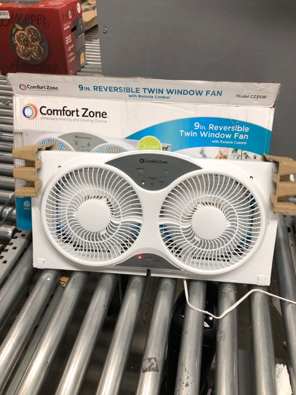 Photo 2 of Comfort Zone CZ310R 9" 3-Speed, 3-Function, Expandable, Reversible Twin Window Fan with Remote Control, Removable Cover 9" Twin Window w/ Remote 3SP Window Fan