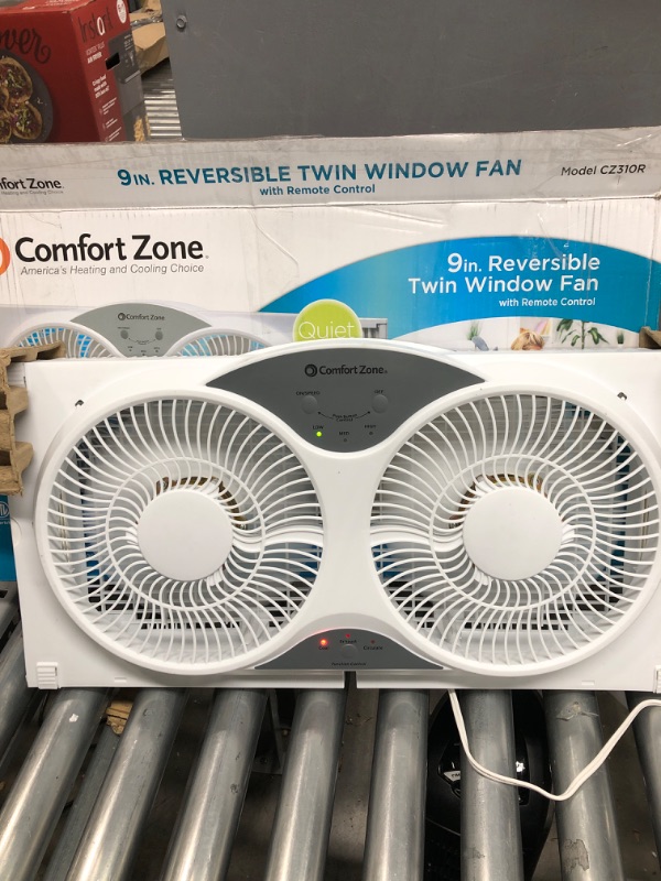 Photo 3 of Comfort Zone CZ310R 9" 3-Speed, 3-Function, Expandable, Reversible Twin Window Fan with Remote Control, Removable Cover 9" Twin Window w/ Remote 3SP Window Fan