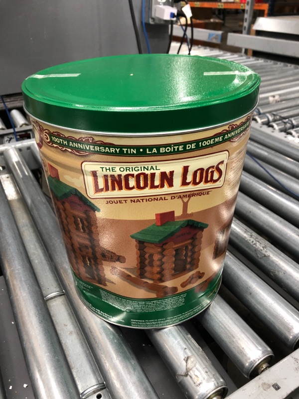 Photo 2 of Lincoln Logs –100th Anniversary Tin-111 Pieces-Real Wood Logs-Ages 3+ - Best Retro Building Gift Set for Boys/Girls - Creative Construction Engineering – Top Blocks Game Kit - Preschool Education Toy, Brown (854)