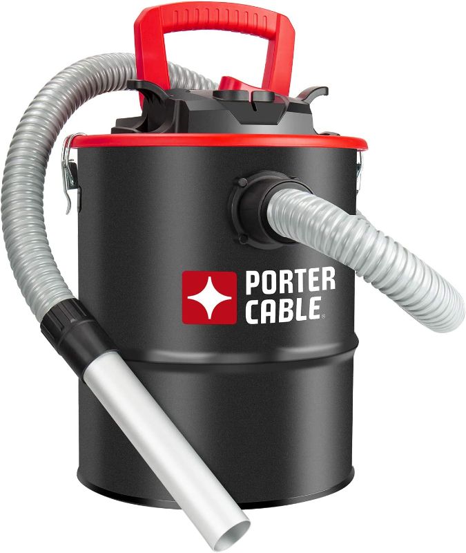 Photo 1 of **EXTREMELY USED ITEM** MISSING HOSE Porter-Cable 4 Gallon Ash Vacuum, 4 Peak HP Ash Vac with Powerful Suction for Fireplaces, Wood Burning Stoves, Bonfire Pits, and Pellet Stoves-PCX-18184 , Black
