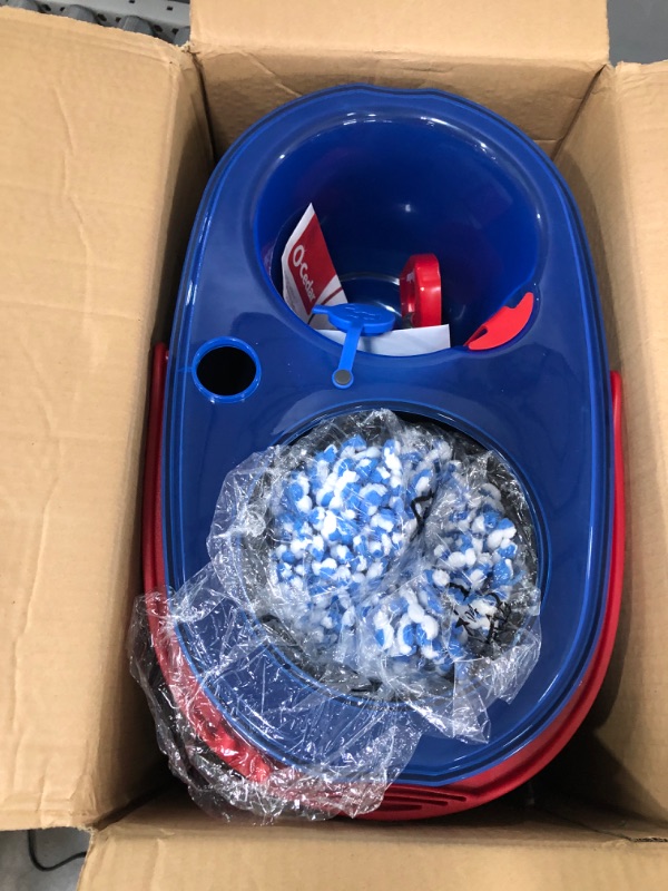 Photo 2 of Used! O-Cedar EasyWring RinseClean Microfiber Spin Mop & Bucket Floor Cleaning System with 1 Extra Refill, Grey RinseClean Spin Mop & Bucket + 1 Extra Refill