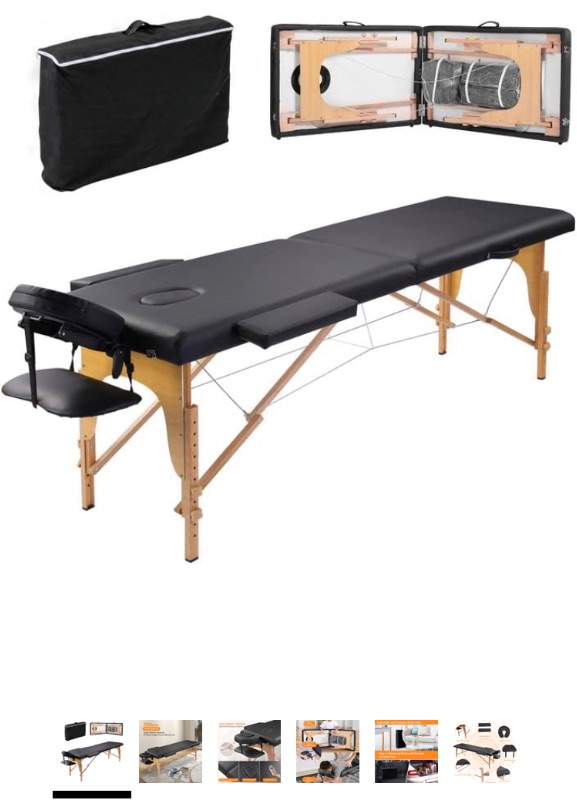 Photo 1 of Bonrcea Upgrade Reinforced Professional Massage Table Bed Portable 500 LBS Load Capacity Lightweight Adjustable Height Spa Salon Tattoo Esthetician Lash Bed for Eyelash Extensions with Carrying Case