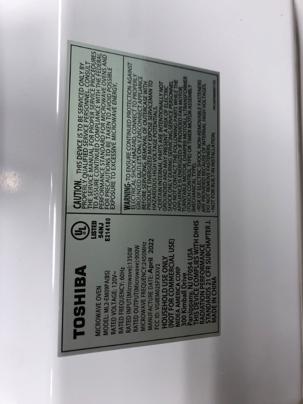 Photo 1 of TOSHIBA ML2-EM09PA(BS) Small Countertop Microwave Oven With 6 Auto Menus, Kitchen Essentials, Mute Function & ECO Mode, 0.9 Cu Ft, 10.6 Inch Removable Turntable, 900W, Black Color 0.9 Cu.Ft.