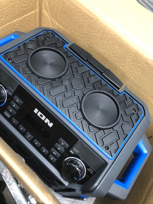 Photo 2 of ION Audio Pickup - 100-watt Water-Resistant Wireless Bluetooth Speaker with 75-Hour Rechargeable Battery, AM/FM Radio and Multi-Color Light Bar 100W water-resistant