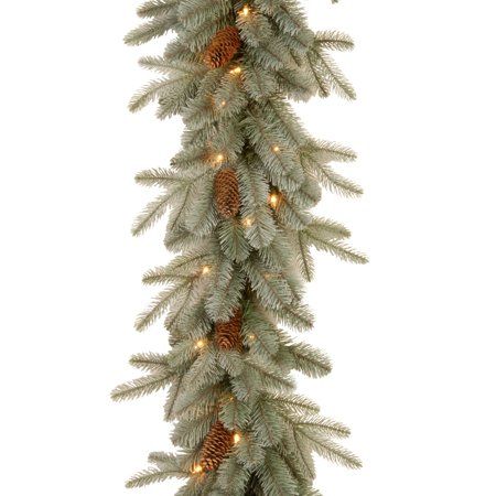 Photo 1 of 9' X 12" "Feel Real" Frosted Arctic Spruce Garland 50 Clear Lights - Green
