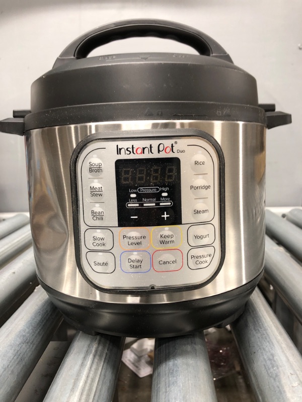 Photo 2 of ***SEE NOTES*** (SEE PHOTO FOR DAMAGE/MISSING POWER CORD) Instant Pot Duo 7-in-1 Electric Pressure Cooker, Slow Cooker, Rice Cooker, Steamer, Sauté, Yogurt Maker, Warmer & Sterilizer, Includes App With Over 800 Recipes, Stainless Steel, 3 Quart 3QT Duo