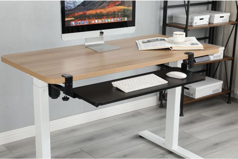 Photo 1 of Keyboard Tray Under Desk - Adjustable Ergonomic Sliding Tray, 29.5 (34.3 Including Clamps) x 9.8 inch Large Slide-Out Platform Computer Drawer, Up to 3.1" Thick by TORRAINAKE, Black