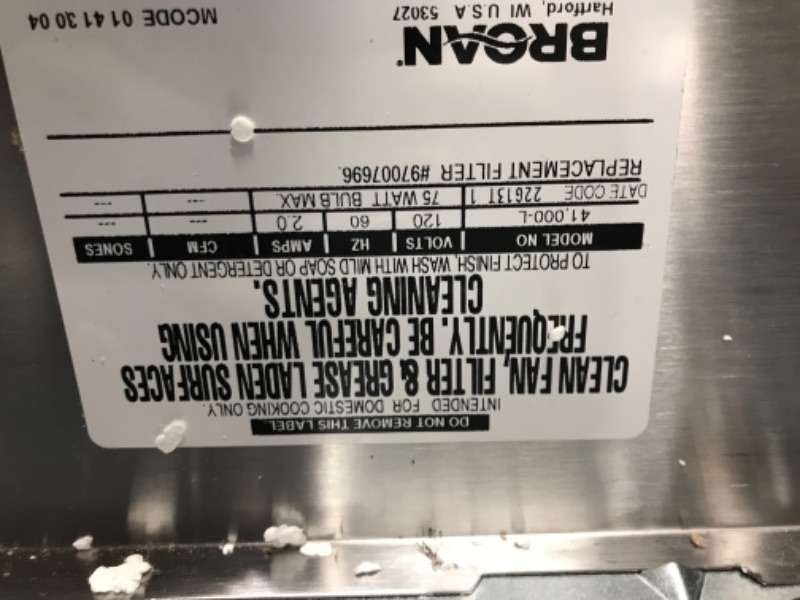 Photo 3 of Broan-NuTone 413004 Non-Ducted Ductless Range Hood with Lights Exhaust Fan for Under Cabinet, 30-Inch, Stainless Steel 30-Inch Stainless Steel Hood