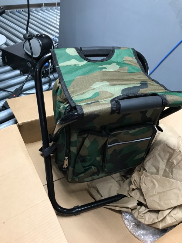 Photo 2 of Backpack Cooler Chair, Portable Fishing Chair, Folding Seat 400 LBS Large Capacity Camouflage Bag, Outdoor Gear Camping Stool for Travel, Beach, Hiking, Picnic