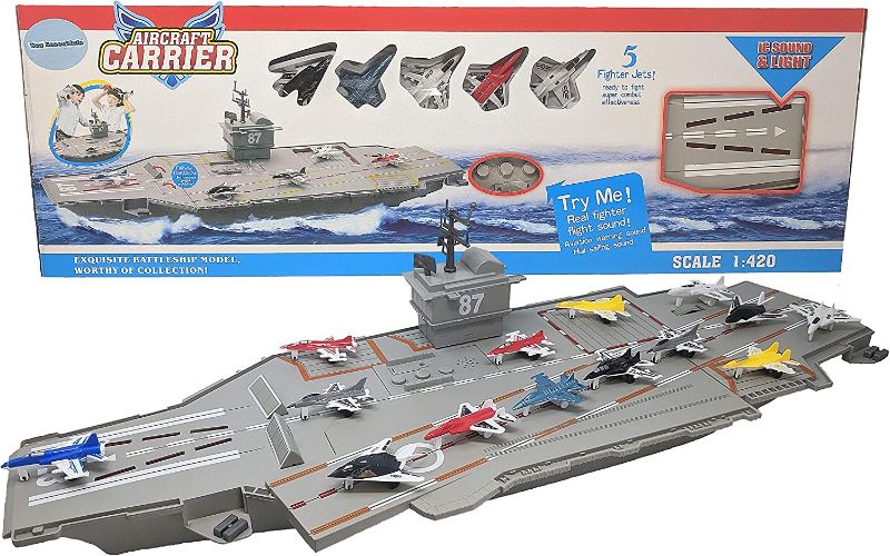 Photo 1 of 30 Inch Aircraft Carrier with Sound Effects and Light Up Runway (14 Fighter Jets)
