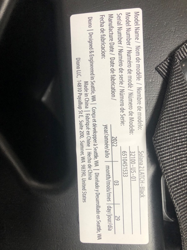 Photo 2 of Diono Solana 2 XL 2022, Dual Latch Connectors, Lightweight Backless Belt-Positioning Booster Car Seat, 8 Years 1 Booster Seat, Black NEW! LATCH Connect Single Black