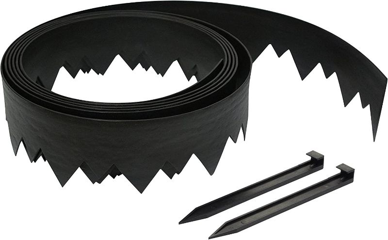 Photo 1 of EasyFlex Pound-in Landscape Edging with Anchoring Stakes, 4.5 in. Straight Top Plastic Garden Border, 20 Foot Kit, Black, (3500-20C-3)
