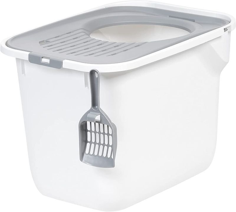 Photo 1 of IRIS USA Top Entry Cat Litter Box with Cat Litter Scoop
