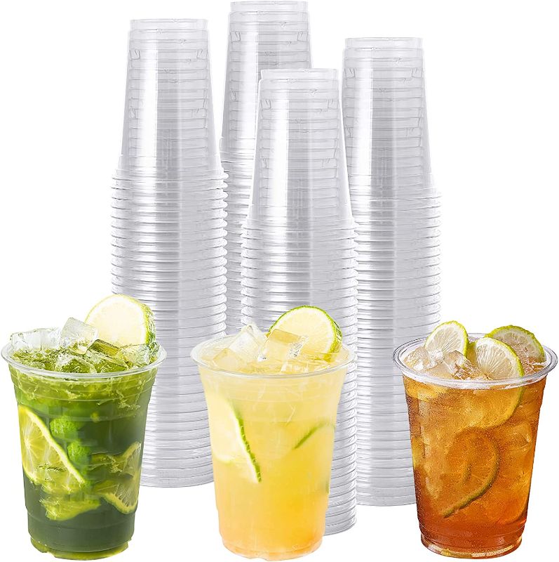 Photo 1 of 200 Pack] 10 oz Clear Plastic Cups, Disposable Drinking Cups, Plastic Party Cups for Birthday Parties, Picnics, Ceremonies, and any Events