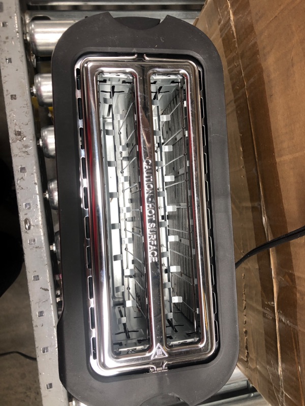 Photo 1 of Elite Gourmet ECT-3100# Long Slot 4 Slice Toaster, Reheat, 6 Toast Settings, Defrost, Cancel Functions, Built-in Warming Rack, Extra Wide Slots for Bagels Waffles, Stainless Steel & Black 4 Slice Stainless Steel and Black