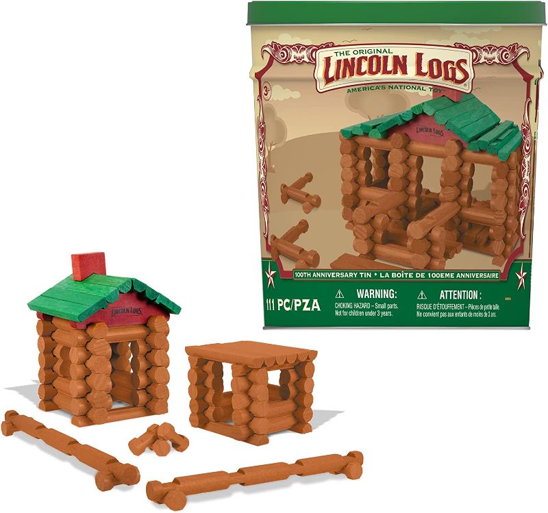 Photo 1 of Lincoln Logs – 100th Anniversary Tin, 111 Pieces, Real Wood Logs - Ages 3+ - Best Retro Building Gift Set For Boys/Girls - Creative Construction Engineering - Preschool Education Toy
