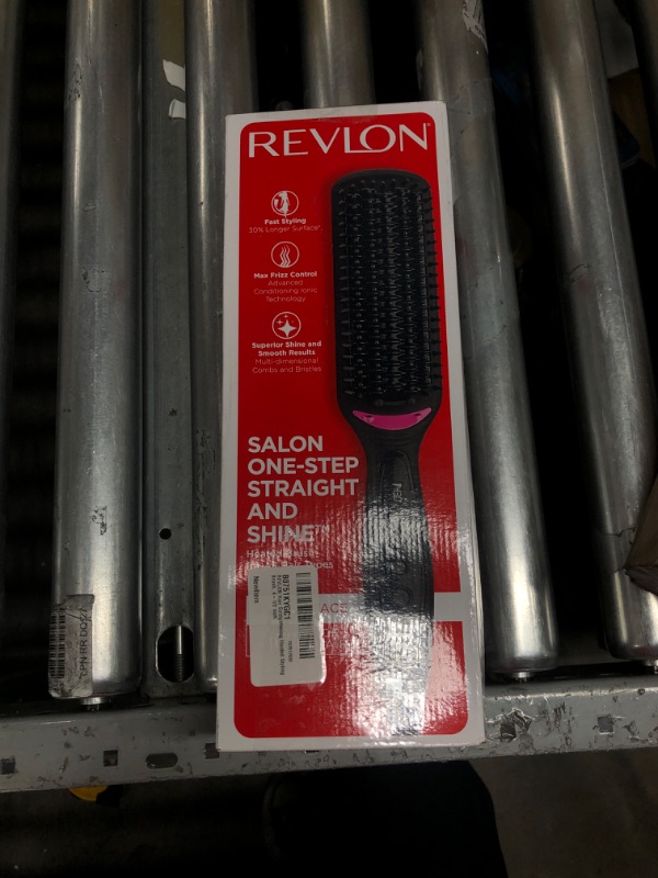 Photo 2 of Revlon Hair Straightening and Styling Brush | Great for Second Day Styling (4-1/2 in)
