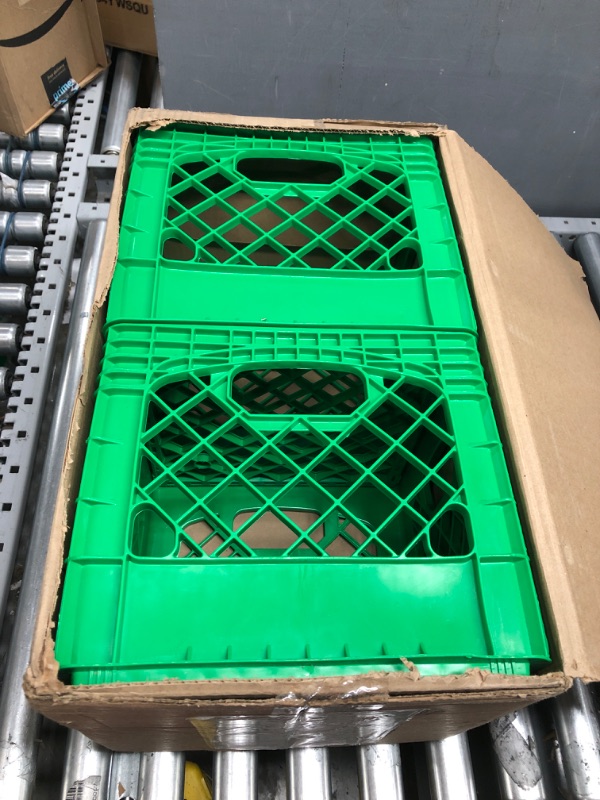 Photo 2 of Buddeez MC01016G355 Milk Crates, 16-Quart, Medium Green, 2-Pack