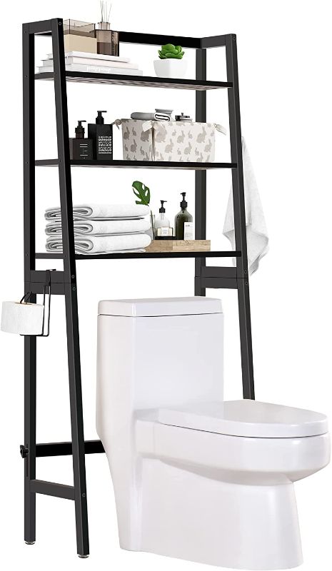 Photo 1 of *FACTORY WRAPPED* MallKing Toilet Storage Rack, 3 -Tier Over-The-Toilet Bathroom Spacesaver - 100% Wood and Easy to Assemble(Black)