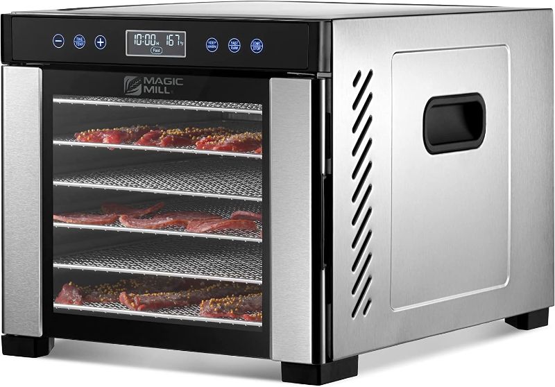 Photo 1 of Magic Mill Food Dehydrator Machine | 7 Stainless Steel Trays | Dryer for Jerky, Dog Treats, Herb, Meat, Beef, Fruit | Keep Warm Function, Digital Timer and Temperature Control, Equipped Safety Over-Heat Protection, ETL Approved - (MFD-7070, 7 Stainless St