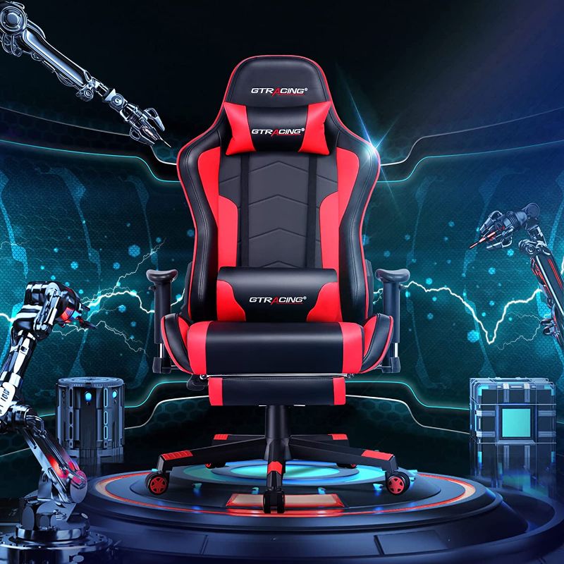 Photo 1 of GTRACING Gaming Chair with Footrest Speakers Video Game Chair Bluetooth Music Heavy Duty Ergonomic Computer Office Desk Chair Red
