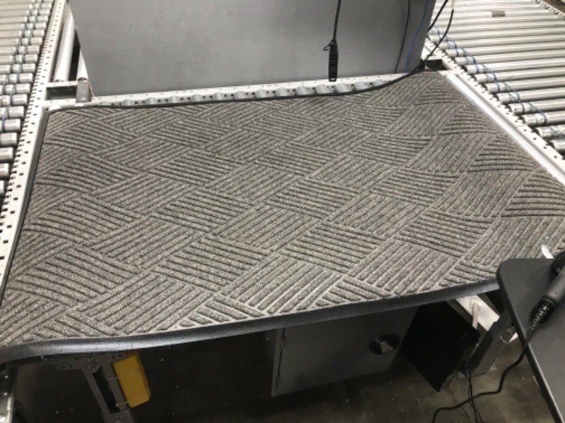 Photo 1 of WaterHog Diamond | Commercial-Grade Entrance Mat with Rubber Border – Indoor/Outdoor, Quick Drying, Stain Resistant Door Mat (Medium Grey, 3' x 5')
