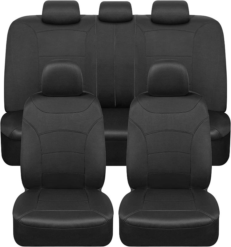 Photo 1 of carXS Turismo Black Car Seat Covers Full Set, Two-Tone Front Seat Covers for Cars with Split Rear Bench Back Seat Cover, Automotive Interior Covers for Trucks SUV Van Auto
