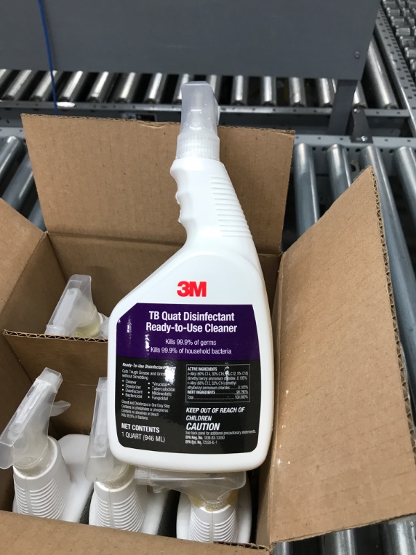 Photo 3 of 3M TB Quat Disinfectant Spray, Ready-to-Use Cleaner, Kills 99.9% of Germs, 1 Spray Bottle, 1 qt 6 PACK 
