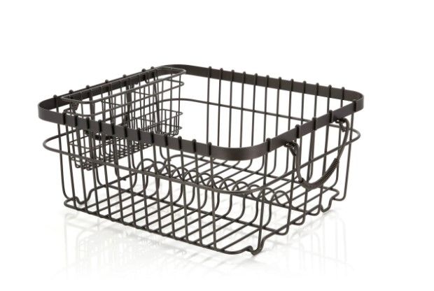 Photo 1 of Better Homes & Gardens Antique Gray Wire Dish Drying Rack with Utensil Holder for Kitchen Countertop
