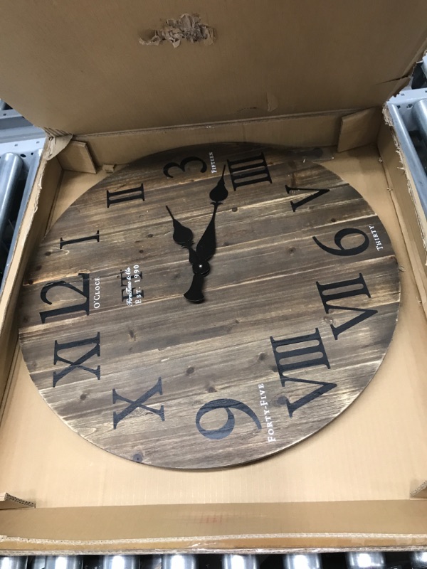 Photo 2 of FirsTime & Co. Rustic Barnwood Wall Clock, 24", Weathered Barn Wood 24 inches Weathered Brown Wood Clock