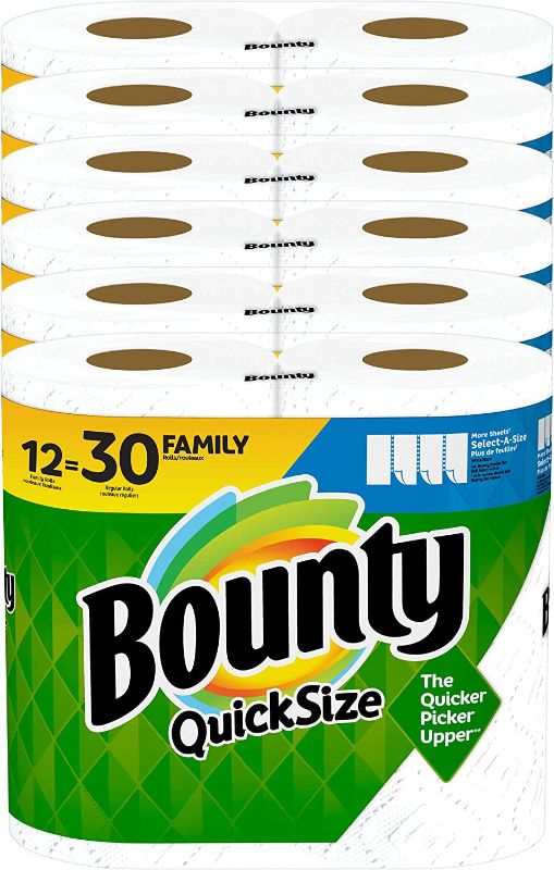 Photo 1 of Bounty Quick-Size Paper Towels, White, 12 Family Rolls