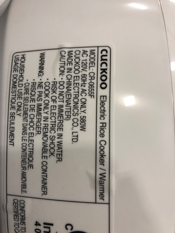 Photo 4 of CUCKOO CR-0655F | 6-Cup (Uncooked) Micom Rice Cooker | 12 Menu Options: White Rice, Brown Rice & More, Nonstick Inner Pot, Designed in Korea | Red/White