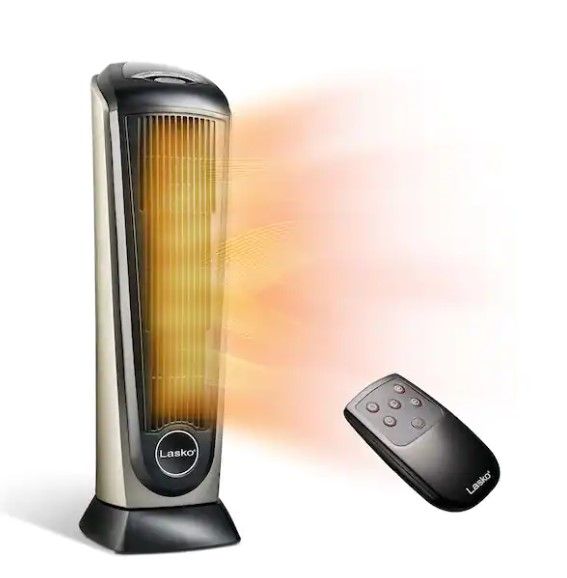 Photo 1 of Lasko 1500W Digital Ceramic Space Heater with Remote, 755320, Silver
